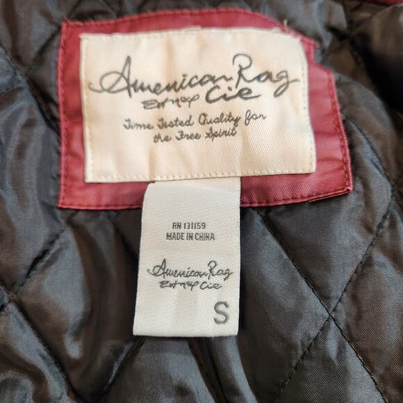 AMERICAN RAG Burgundy Red Hooded Parka Pockets Faux Fur Winter Womens Small S - Picture 5 of 12